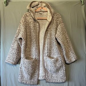 American Eagle Womens Sherpa Hooded Cardigan Medium Oversized Cozy Lounge Comfy